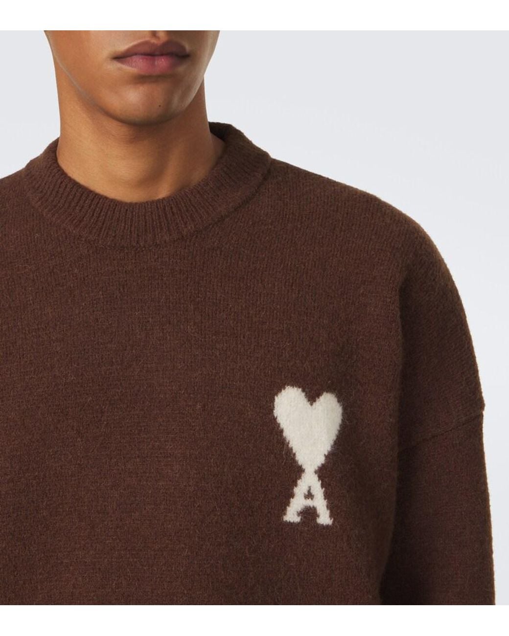 AMI Brown Ami De Coeur Alpaca And Wool-Blend Sweater for men