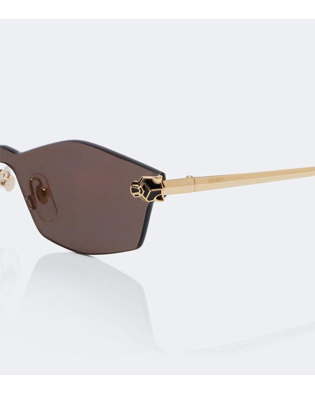 Cartier Brown Panthere De Cartier Rectangular Sunglasses