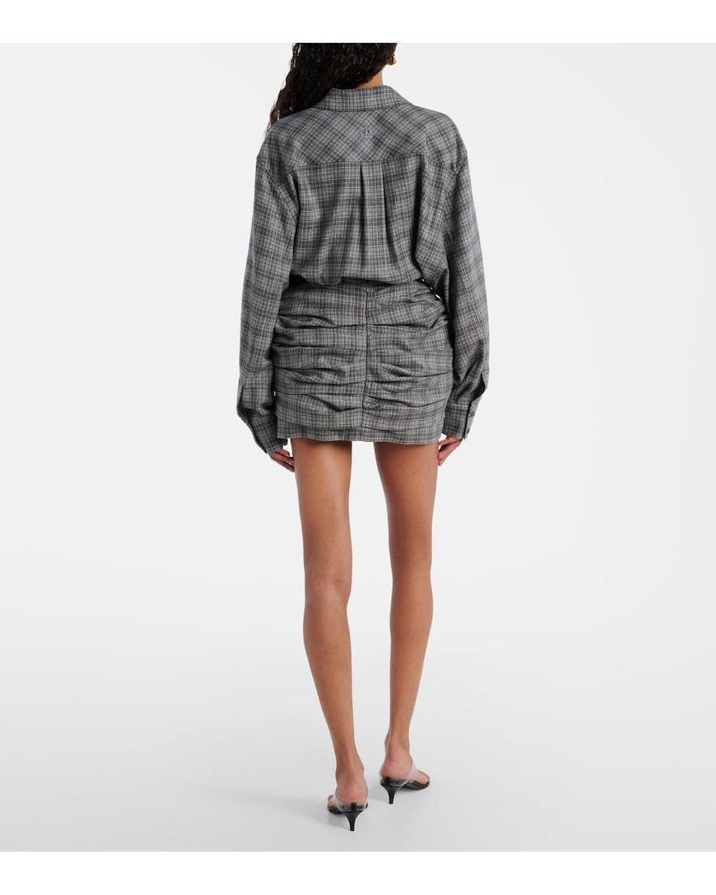Magda Butrym Gray Checked Wool And Cashmere Miniskirt