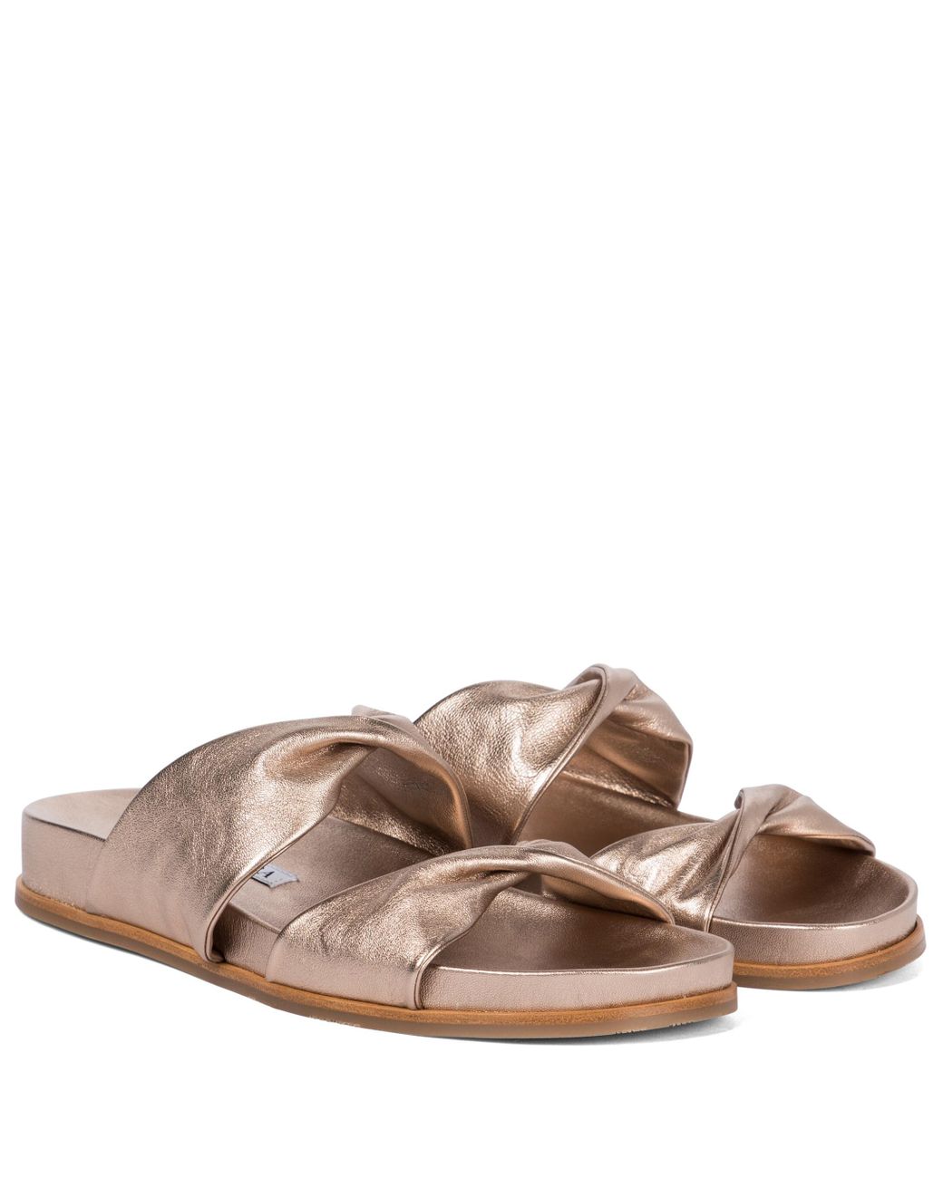 Aquazzura Leather Slides - Brown Sandals, Shoes - AQZ68435