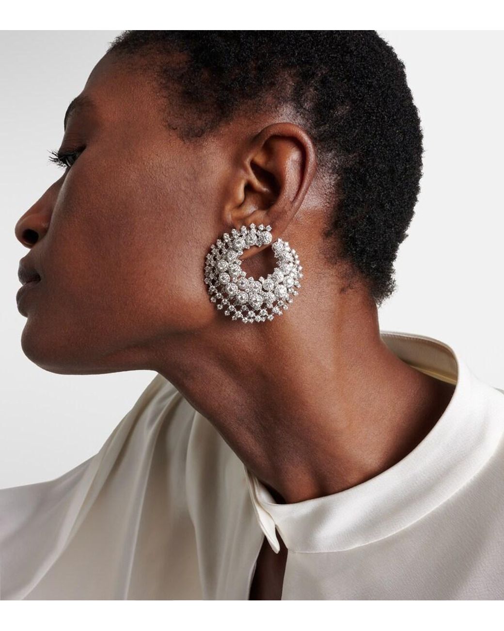 YEPREM Metallic Y-Couture 18Kt Earrings With Diamonds