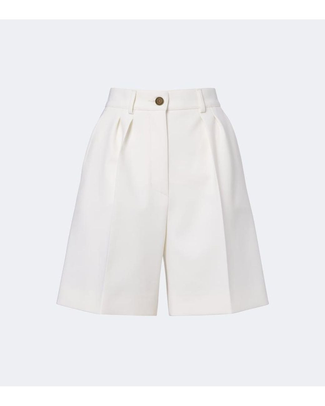 Max Mara White Pleated Wool-Blend Bermuda Shorts