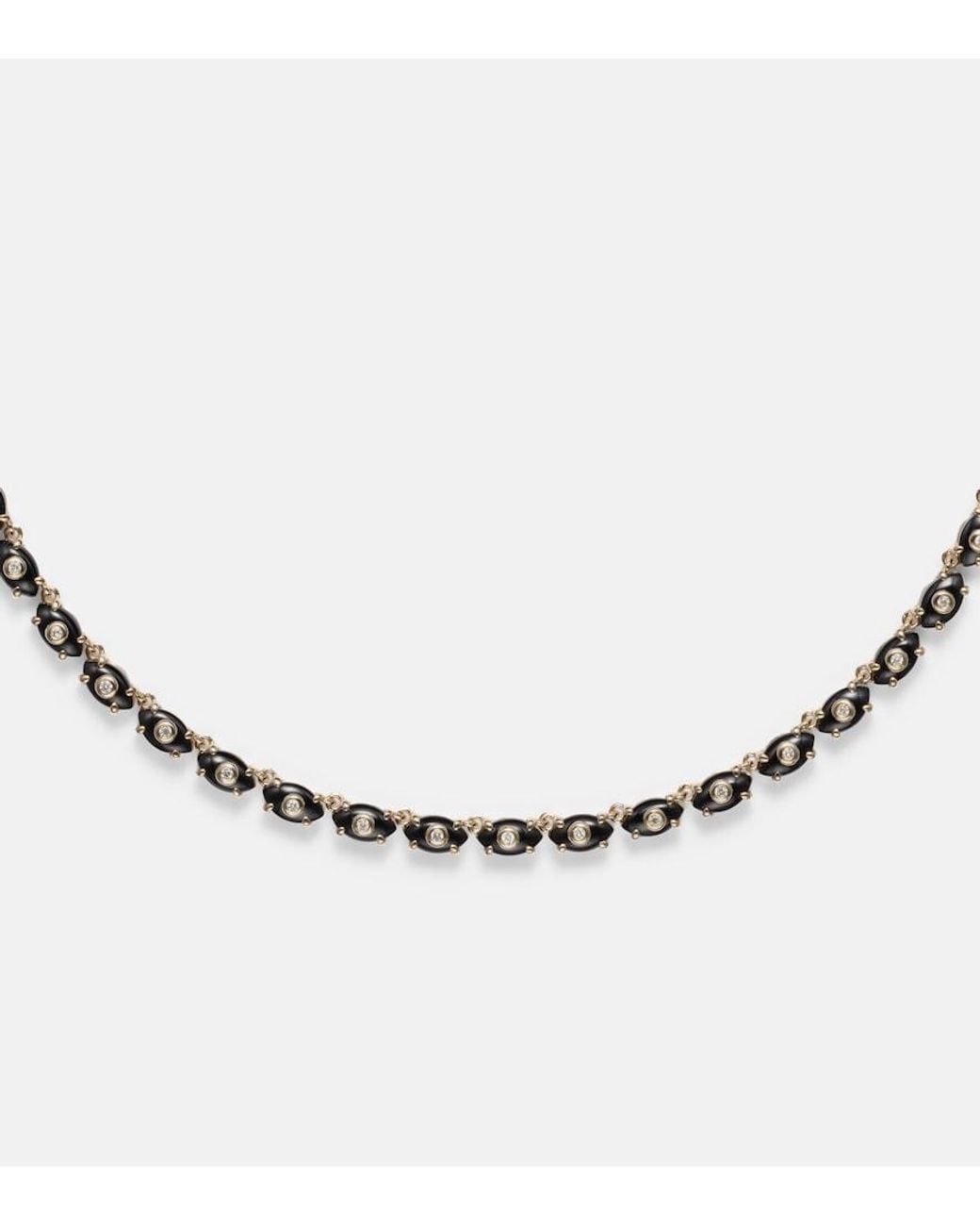 Sydney Evan Metallic Tiny Carved Stone 14Kt Necklace With Onyxes And Diamonds