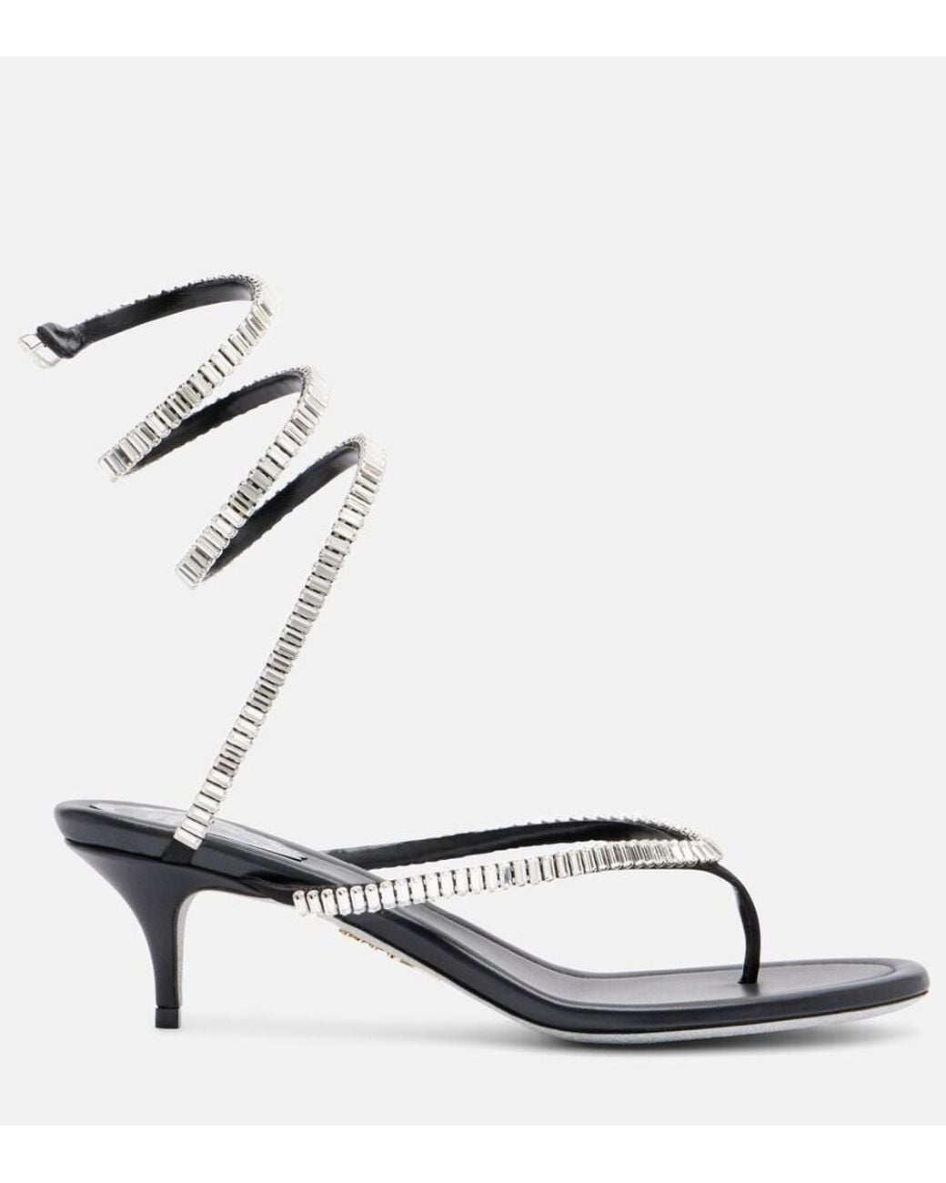 Rene Caovilla Metallic Embellished Satin Thong Sandals