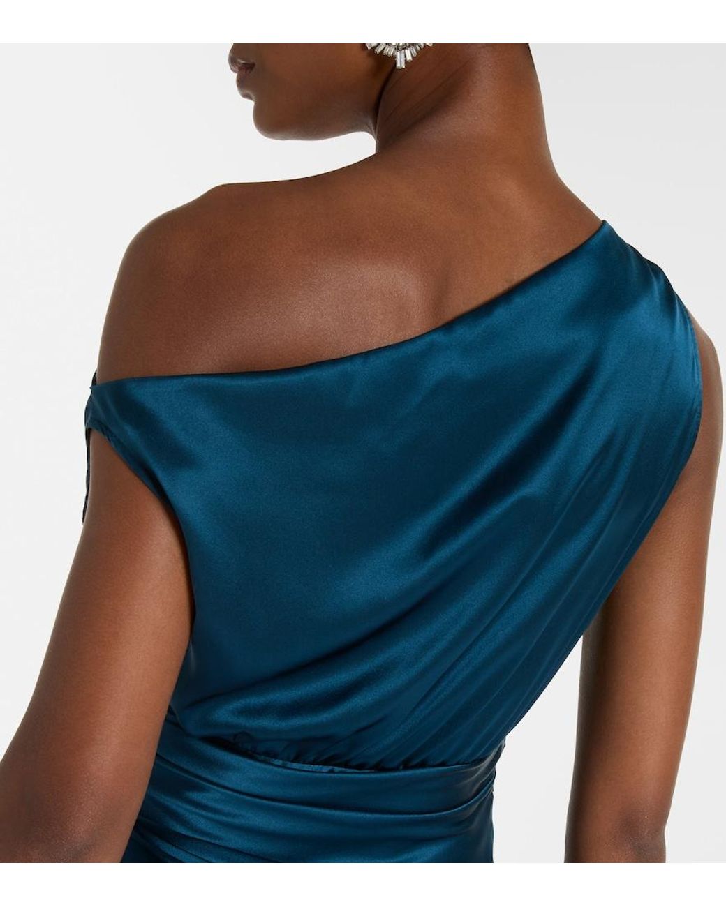 The Sei Blue Draped Silk Satin Gown