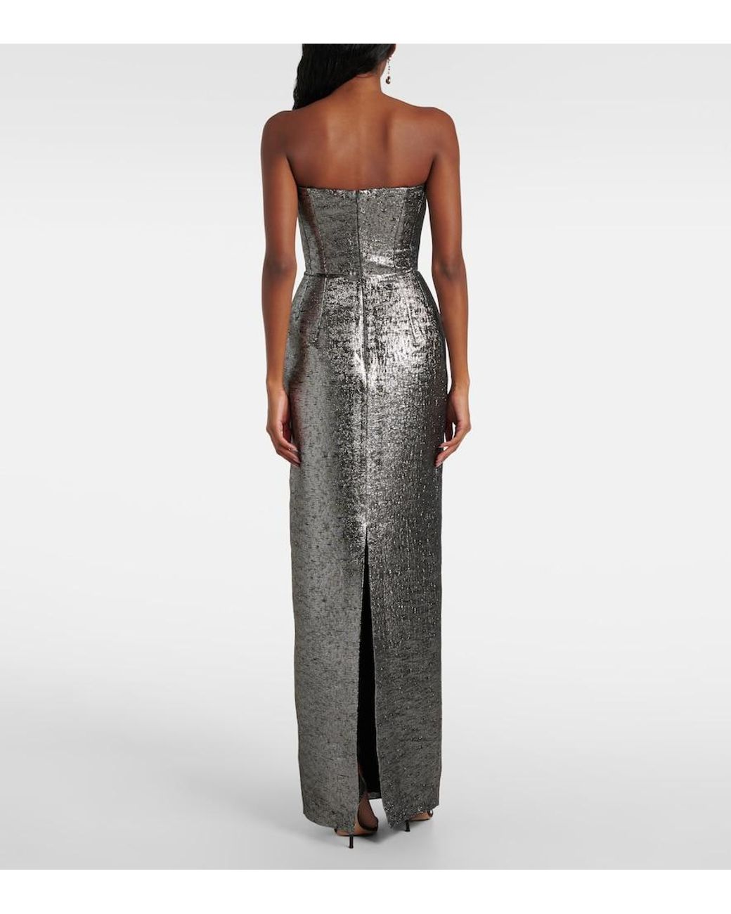 Emilia Wickstead Gray Laelia Jacquard Bustier Gown