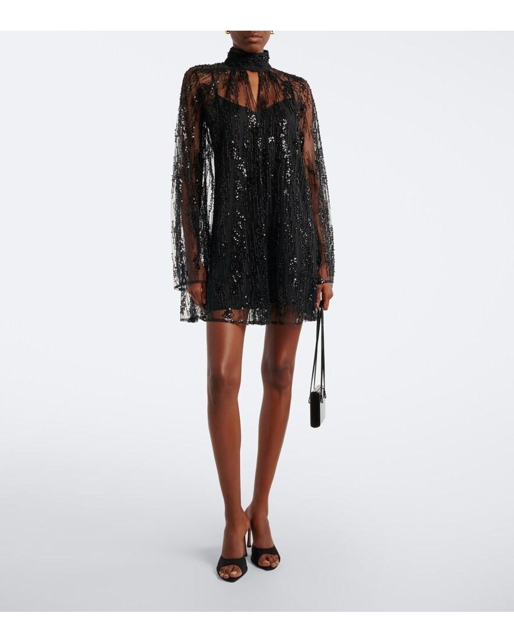 Staud Black Esther Embellished Minidress