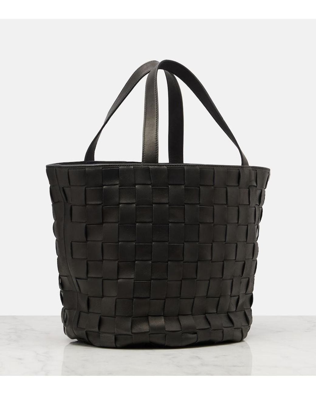 The Row Black Sisal Leather Tote Bag