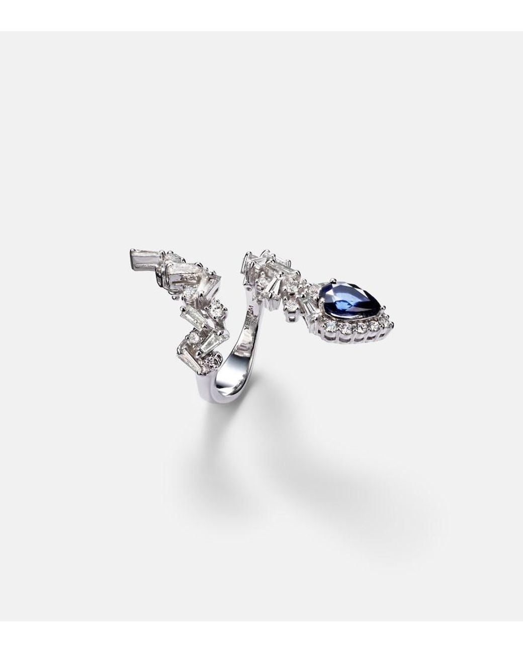 YEPREM White Reign Supreme 18Kt Ring With Diamonds And Sapphire