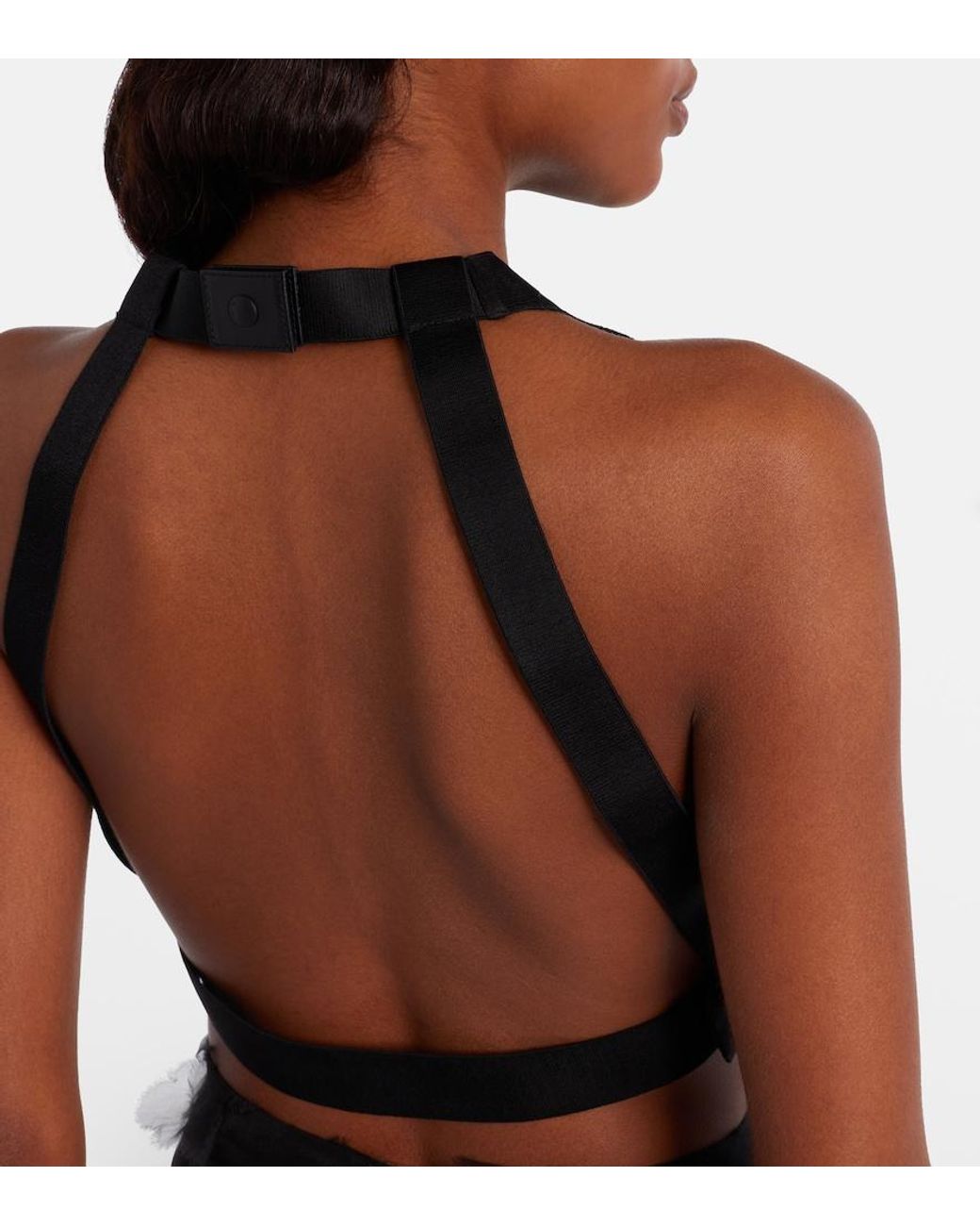 Max Mara Black Fumetto Silk Fil Coupe Crop Top