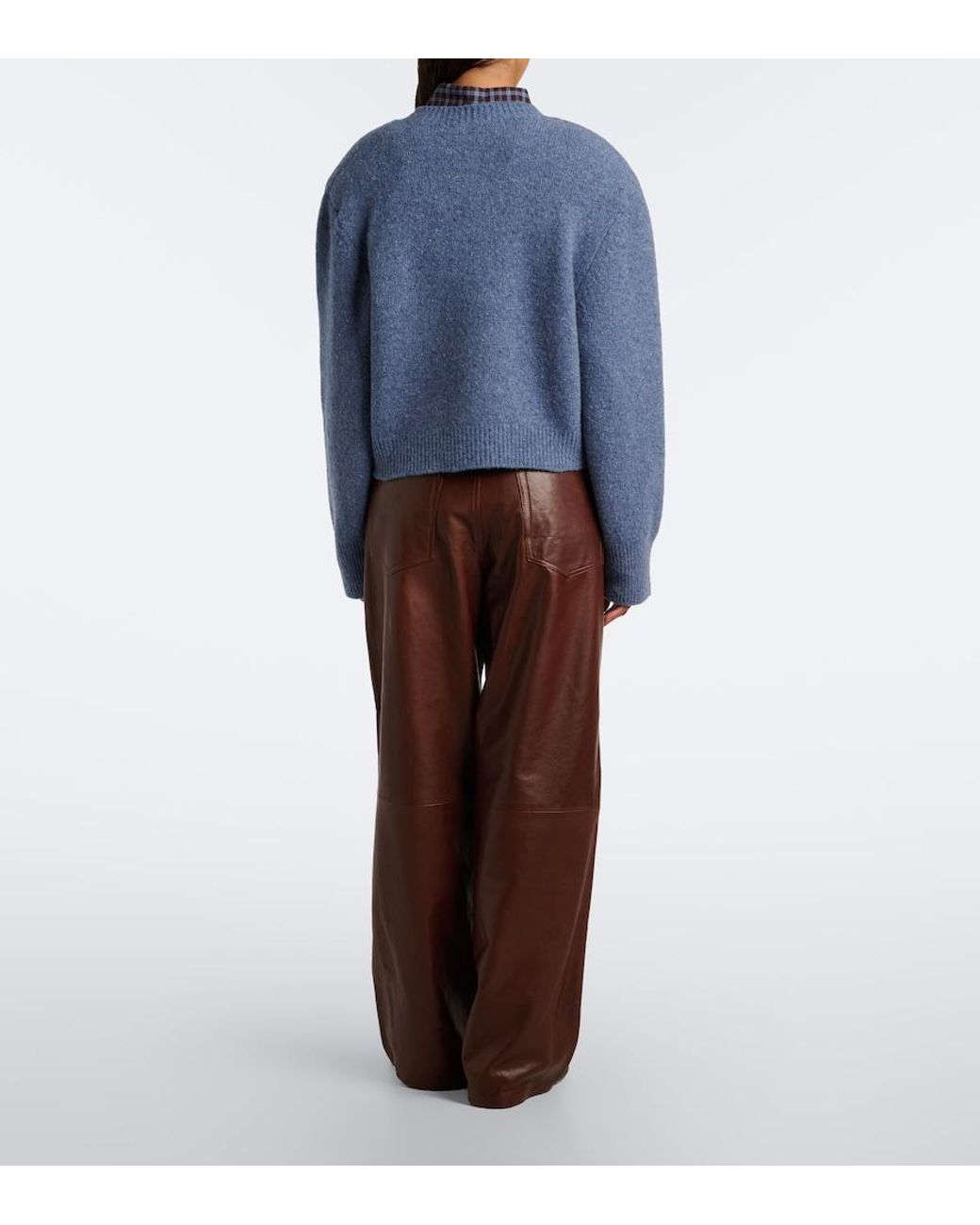 Rohe Brown Leather Wide-Leg Pants