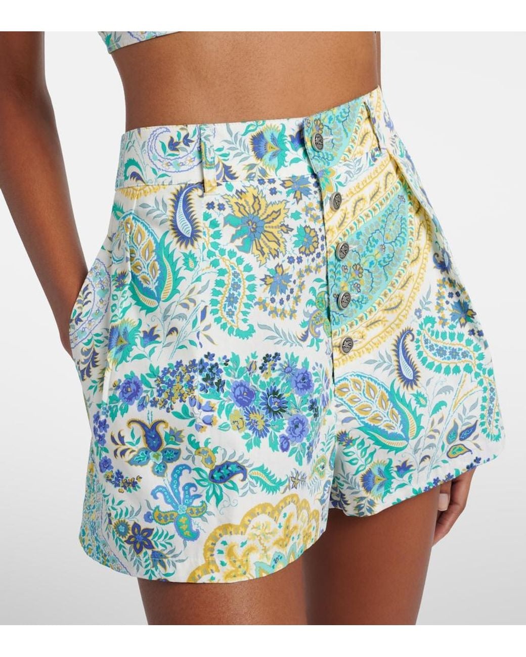 Etro Blue Paisley Cotton Shorts