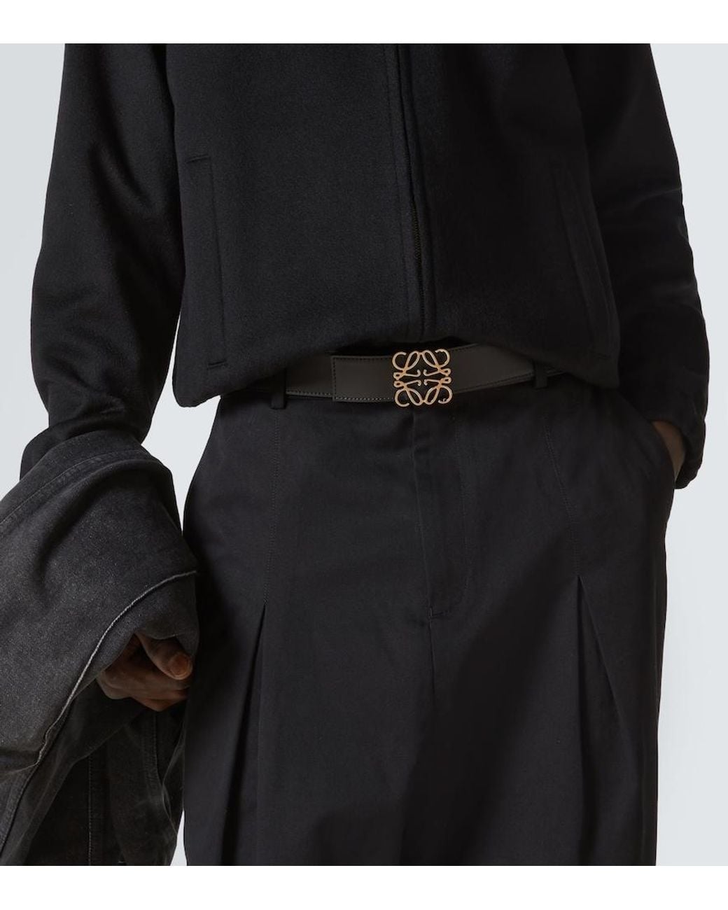 Loewe Metallic Anagram Reversible Leather Belt for men