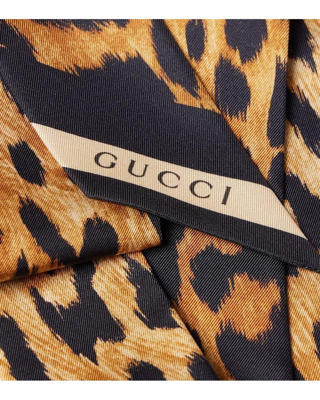 Gucci Metallic Leopard-Print Silk Twill Scarf
