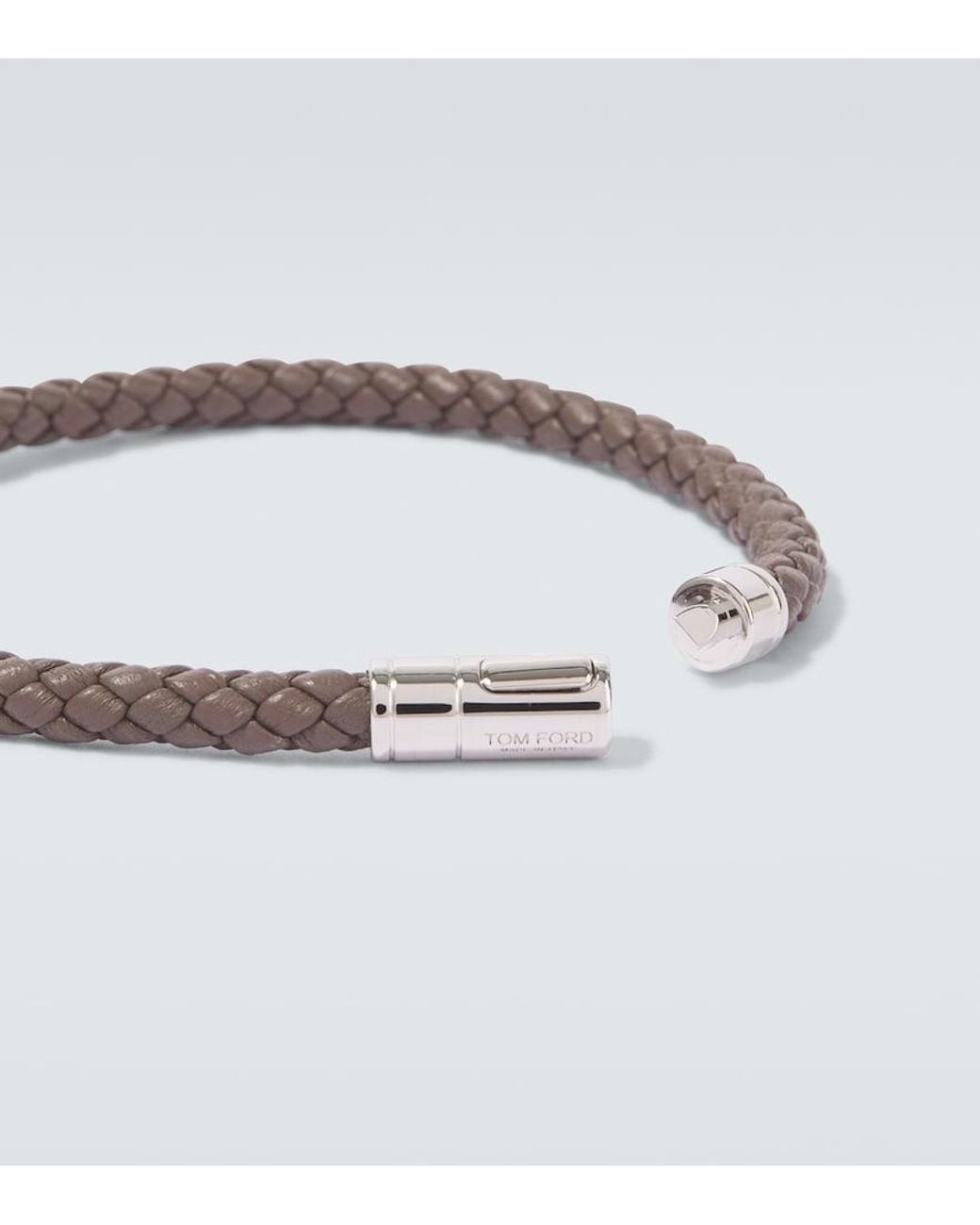 Tom Ford White Braided Leather Bracelet for men