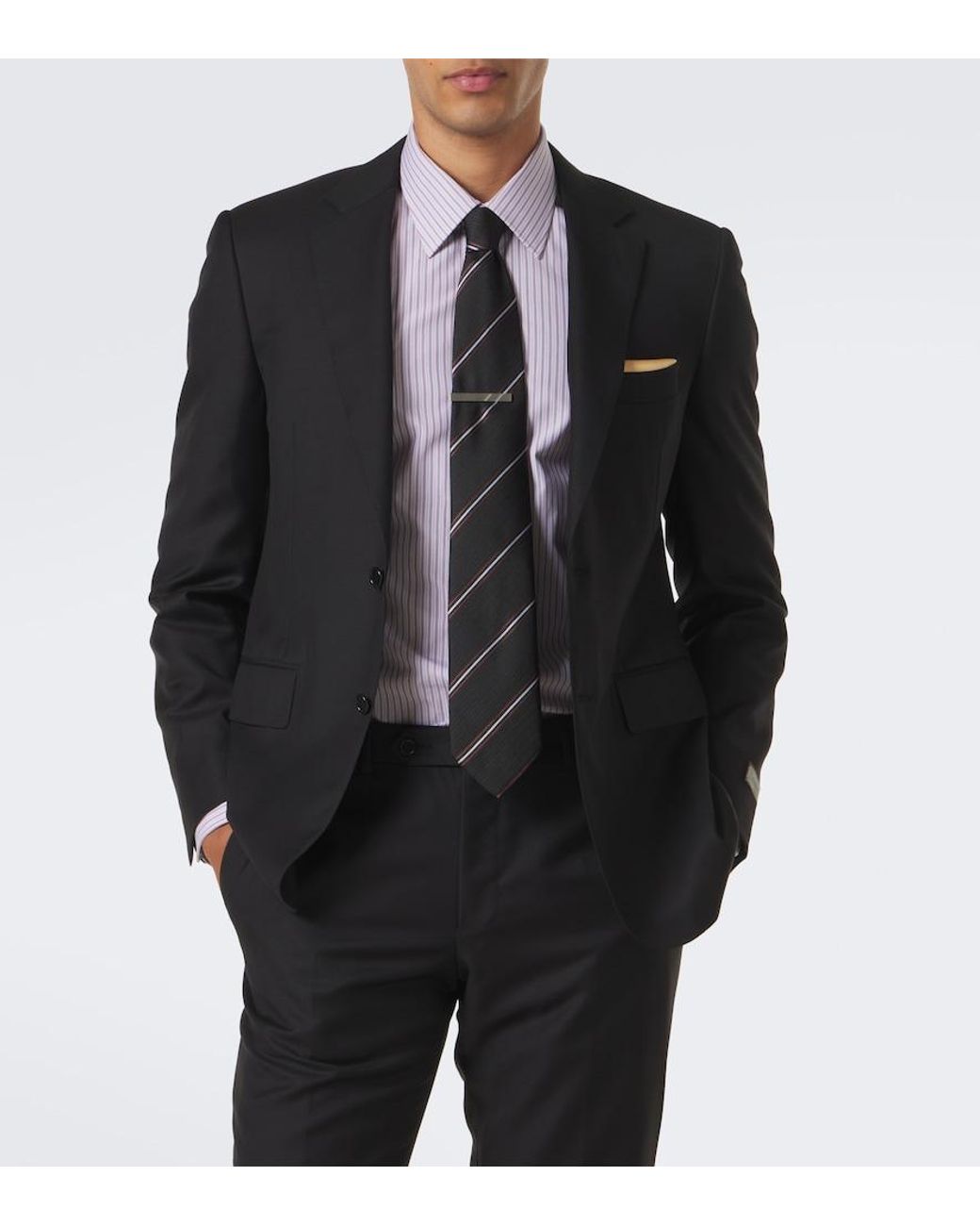 Canali Black Single-Breasted Wool Suit for men