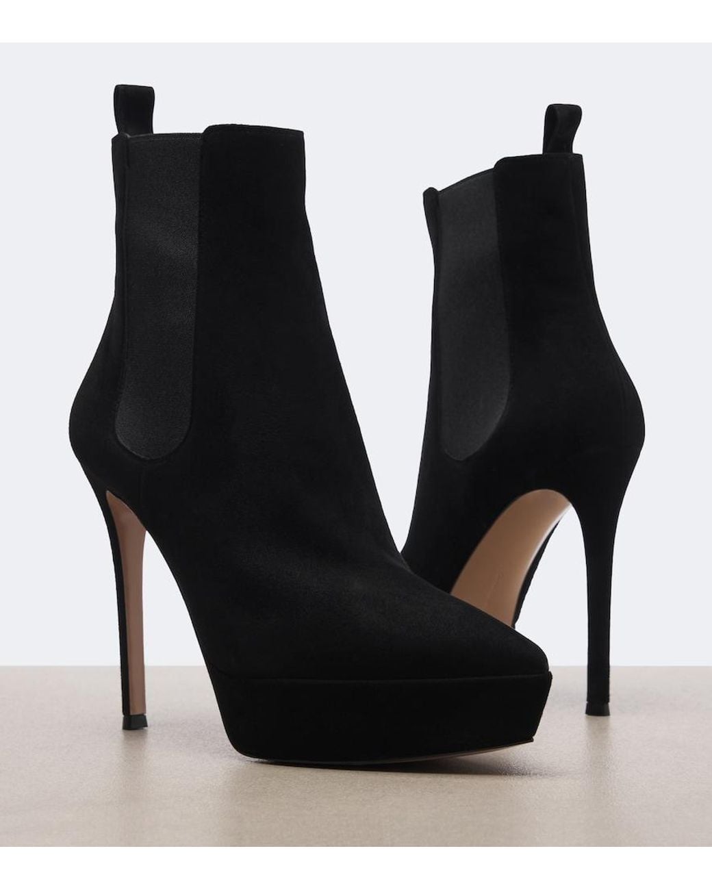 Gianvito Rossi Black Suede Platform Ankle Boots