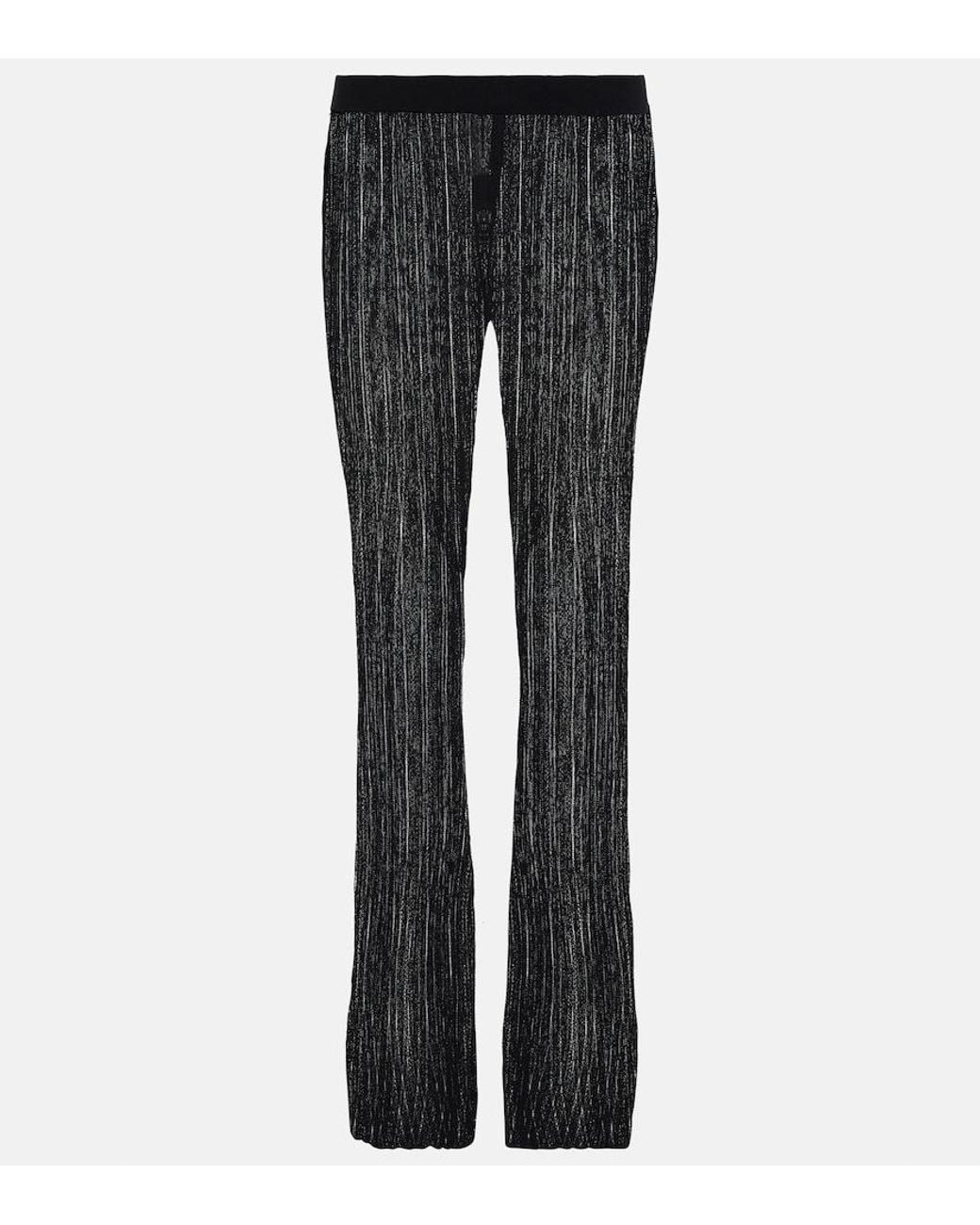 Petar Petrov Black Giulio Ribbed-Knit Flared Pants