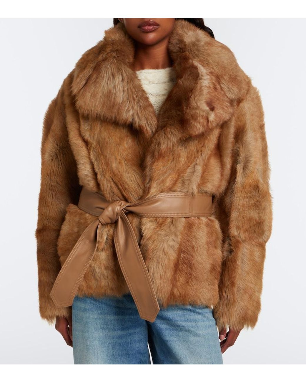Zimmermann Brown Valiant Belted Shearling Jacket