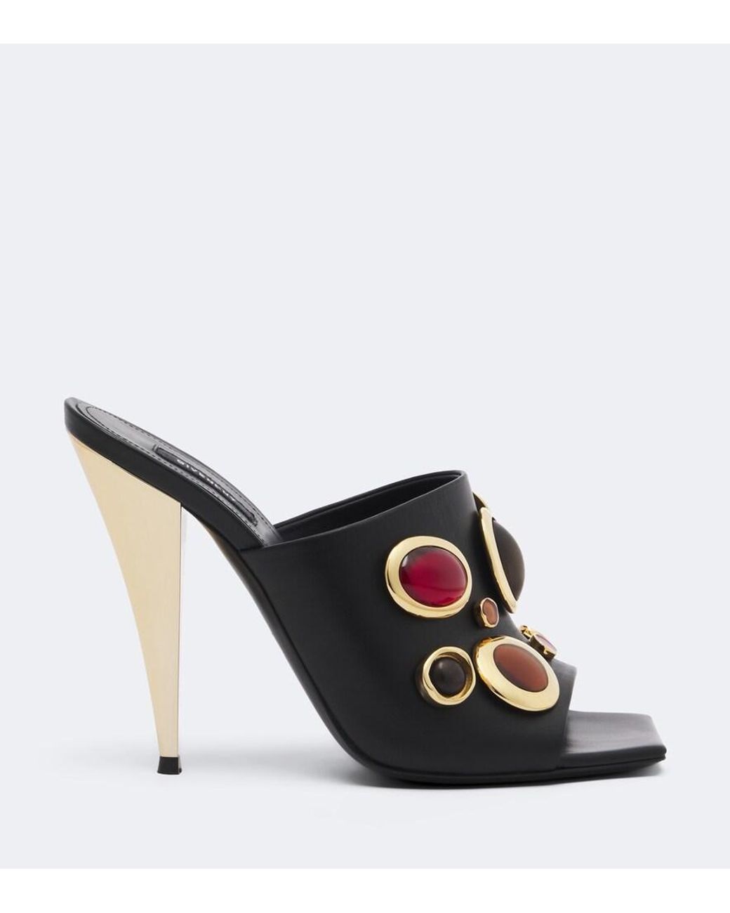Givenchy Black Sliced Square Embellished Leather Mules