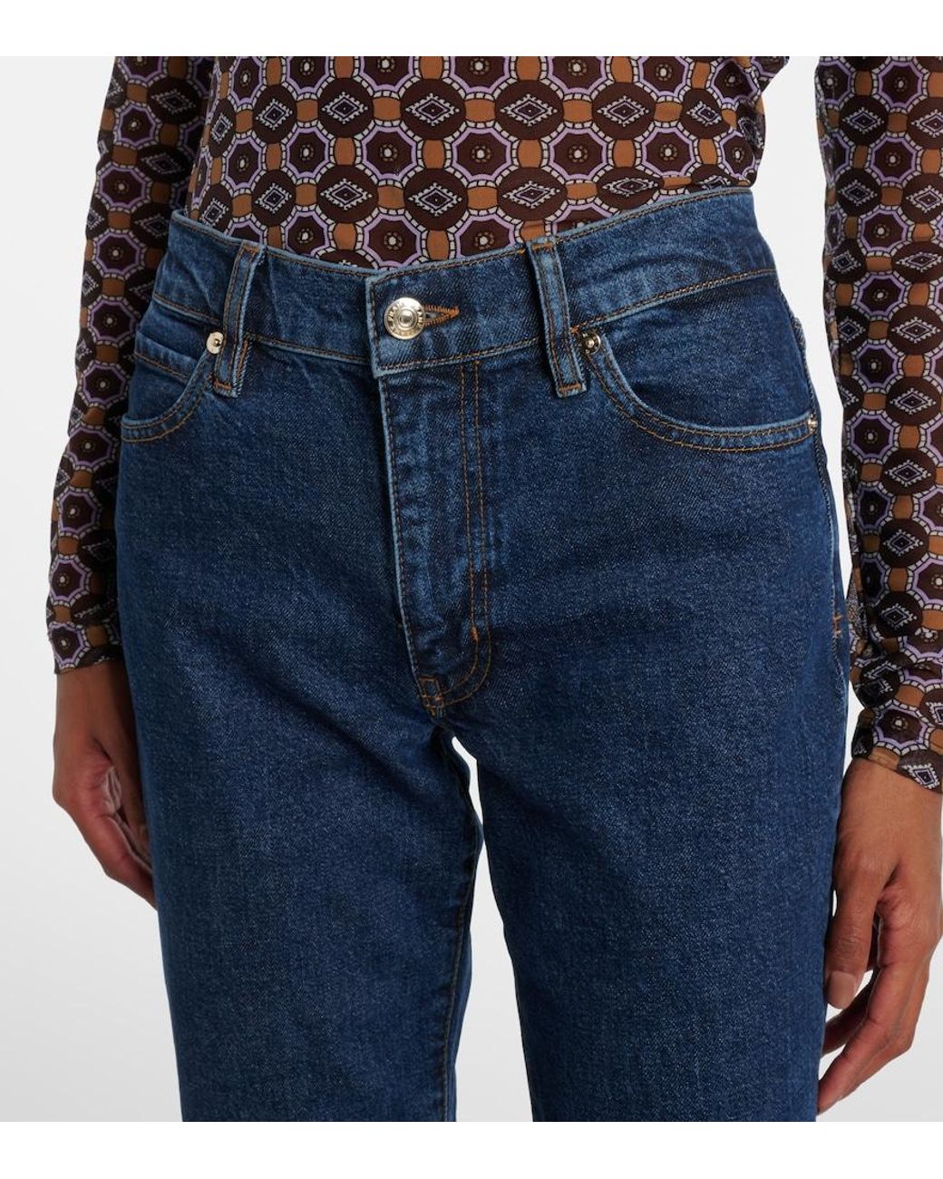 FRAME Blue Borrowed Cropped Straight Jeans