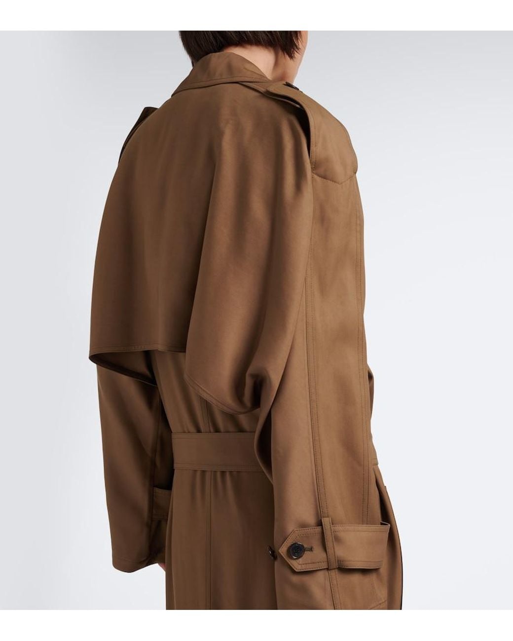 Saint Laurent Natural Double-Breasted Twill Trench Coat