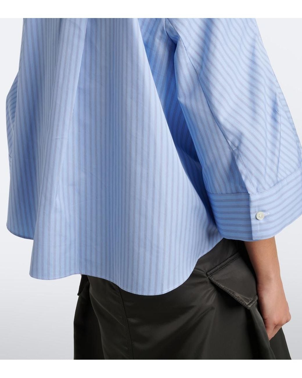 Sacai Blue Striped Cotton-Blend Poplin Shirt
