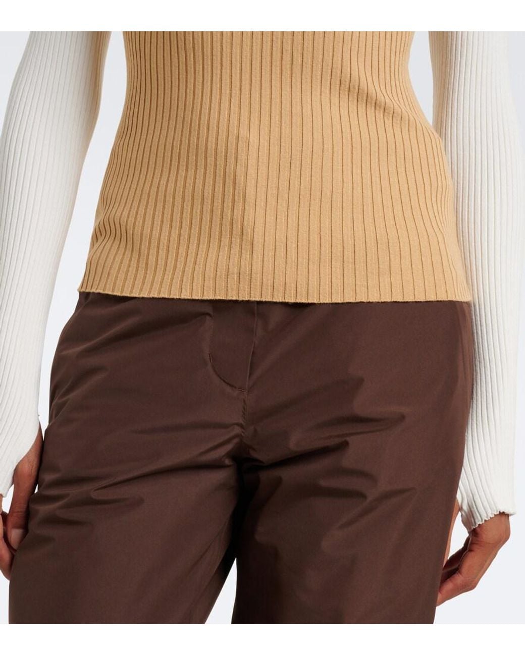 Courreges White Colorblocked Ribbed-Knit Ski Top
