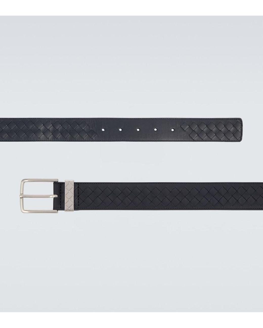 Bottega Veneta Black Intreccio Loop Leather Belt for men