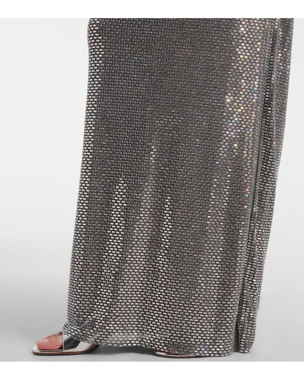 Self-Portrait Gray Embellished One-Shoulder Gown