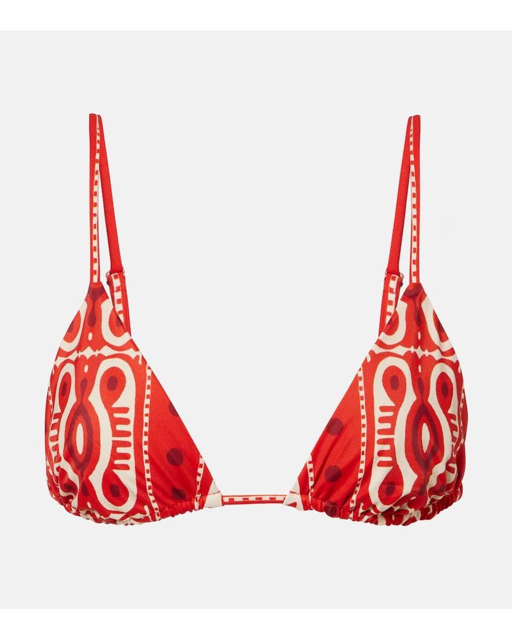 Johanna Ortiz Red Printed Bikini Top
