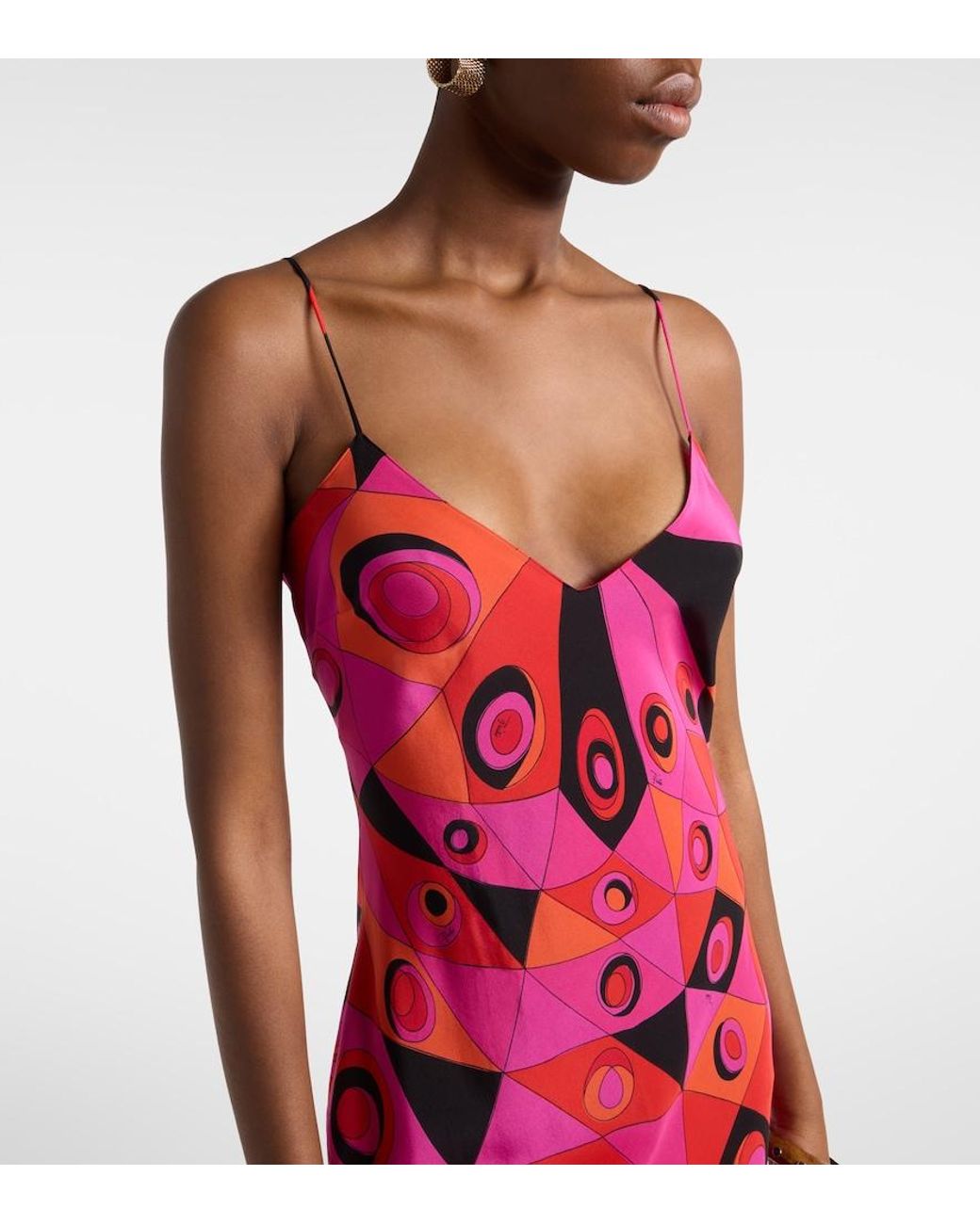 Emilio Pucci Red Occhi Silk Twill Gown