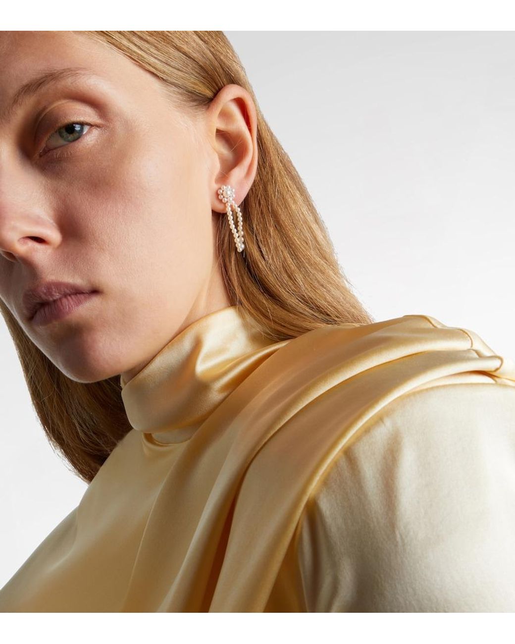 Sophie Bille Brahe White Promenade De Fleur 14Kt Earrings With Freshwater Pearls