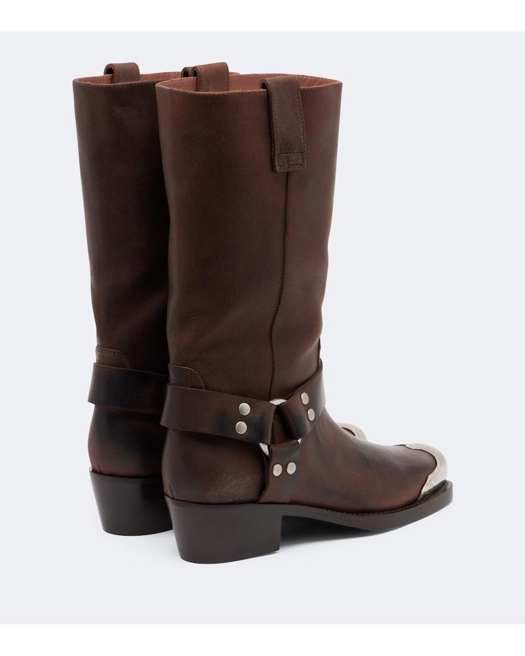 Paris Texas Brown Roxy Embellished Leather Biker Boots