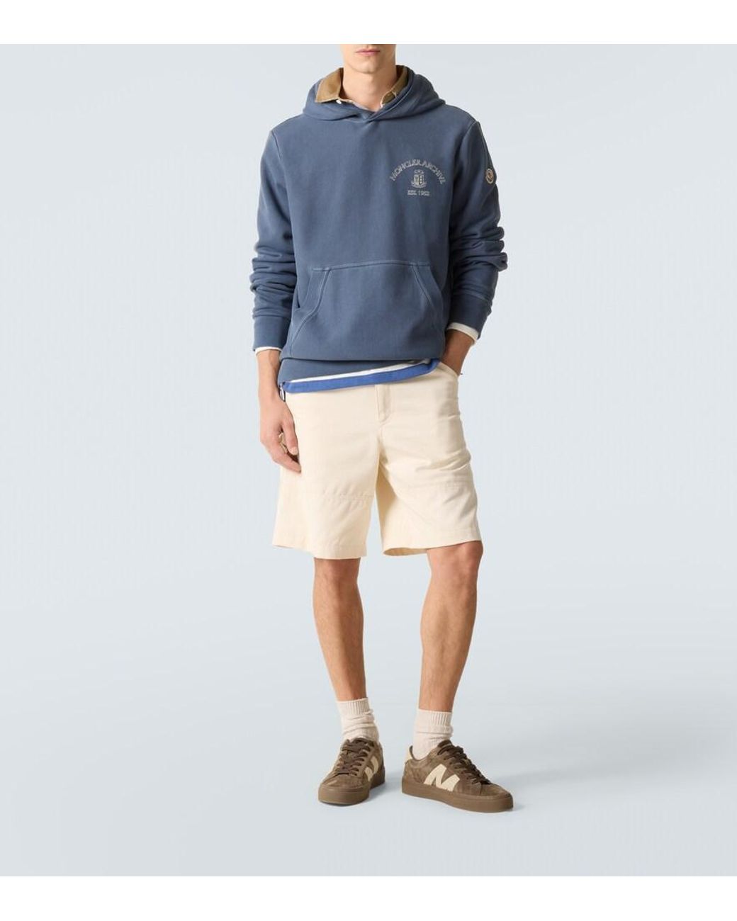 Sudadera De Algodon Con Logo Moncler de hombre de color Blue