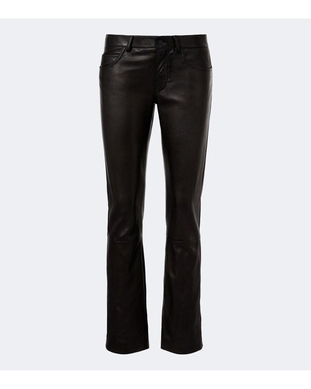 Gucci Black Leather Straight Pants