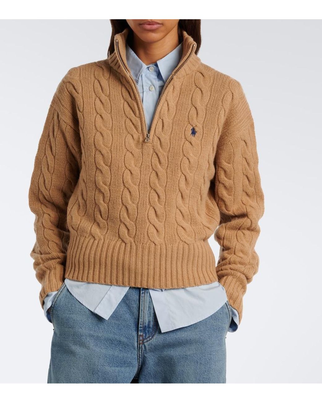 Polo Ralph Lauren Natural Cable-Knit Wool And Cashmere Sweater
