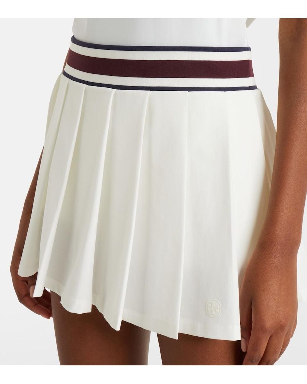 Tory Burch White Striped Pleated Tennis Skirt
