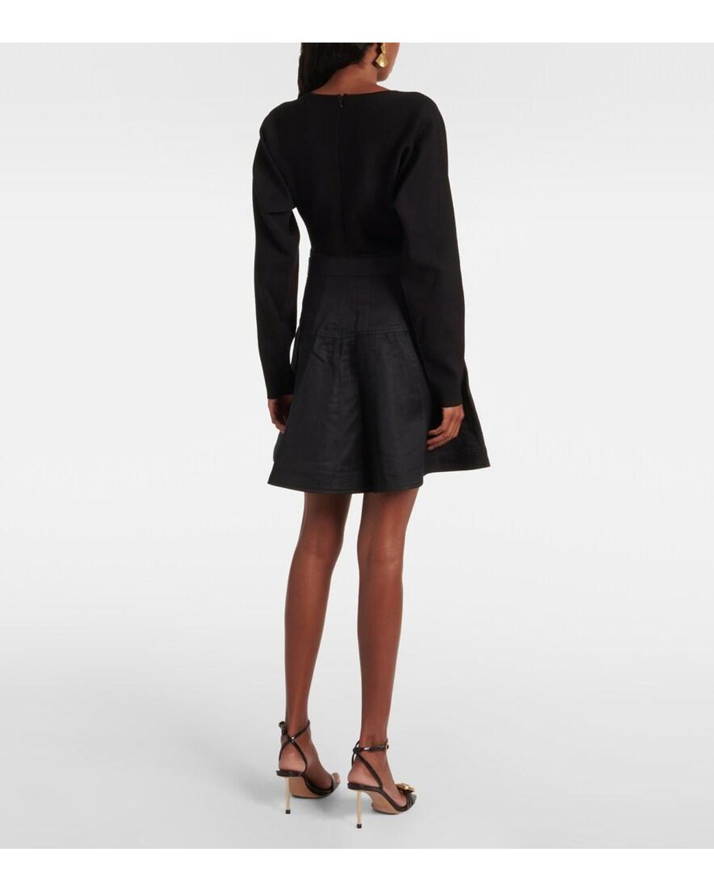 Ulla Johnson Black Aremi Twill-Trimmed Mini Dress