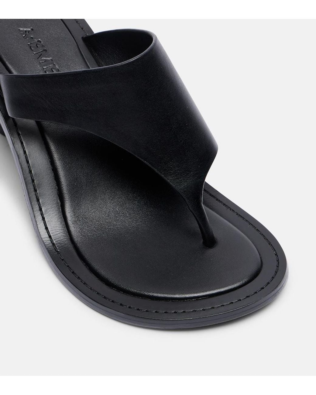 A.Emery Black Hardie Leather Thong Sandals