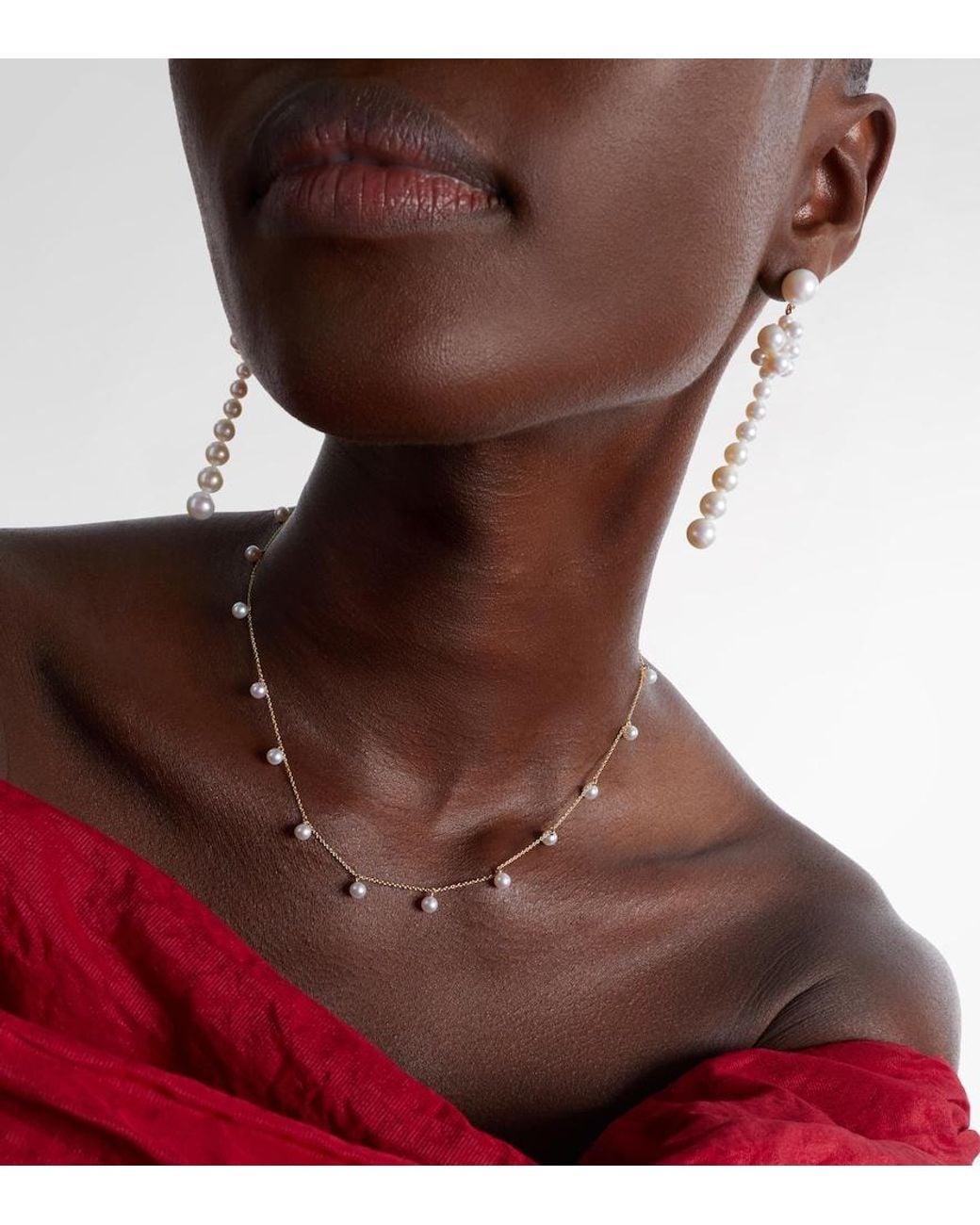 Sophie Bille Brahe White Lou Lou 14Kt Necklace With Freshwater Pearls
