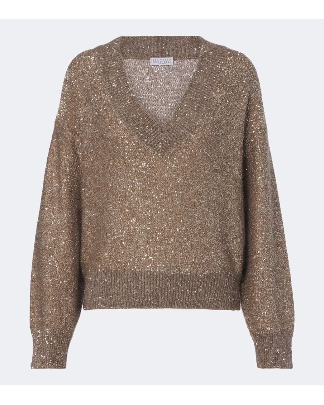 Brunello Cucinelli Brown Sequined Sweater
