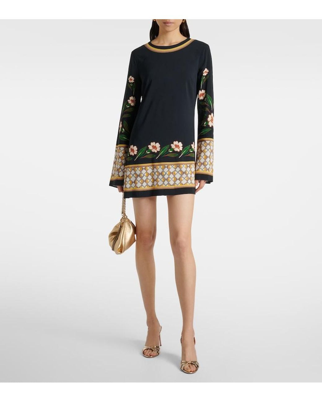 LaDoubleJ Black Supreme Swing Floral Printed Minidress