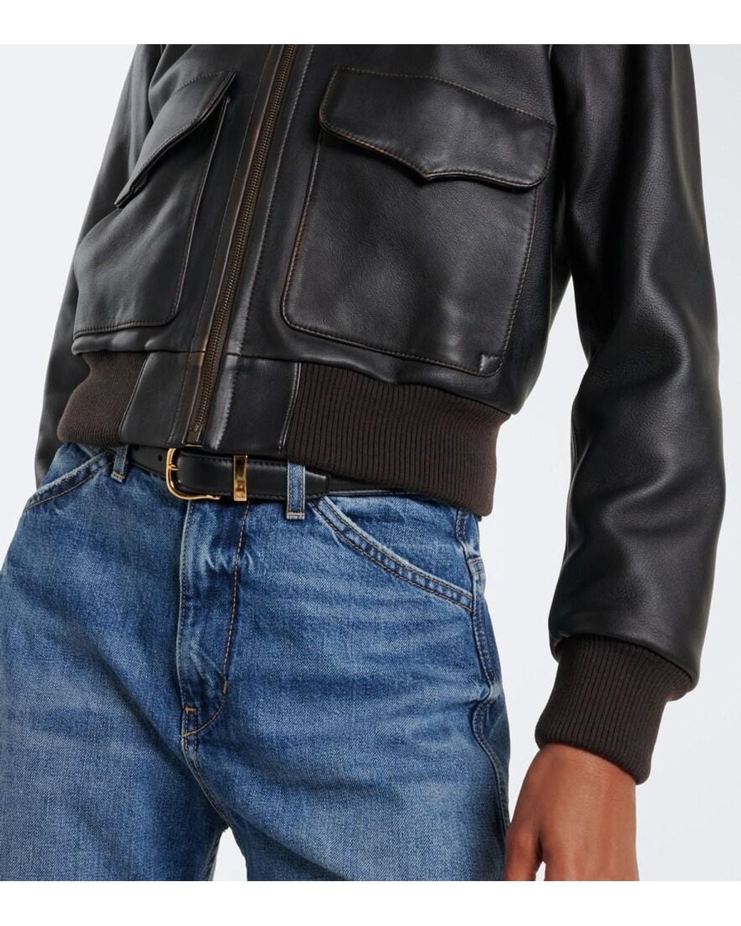 Nili Lotan Black Leather Bomber Jacket