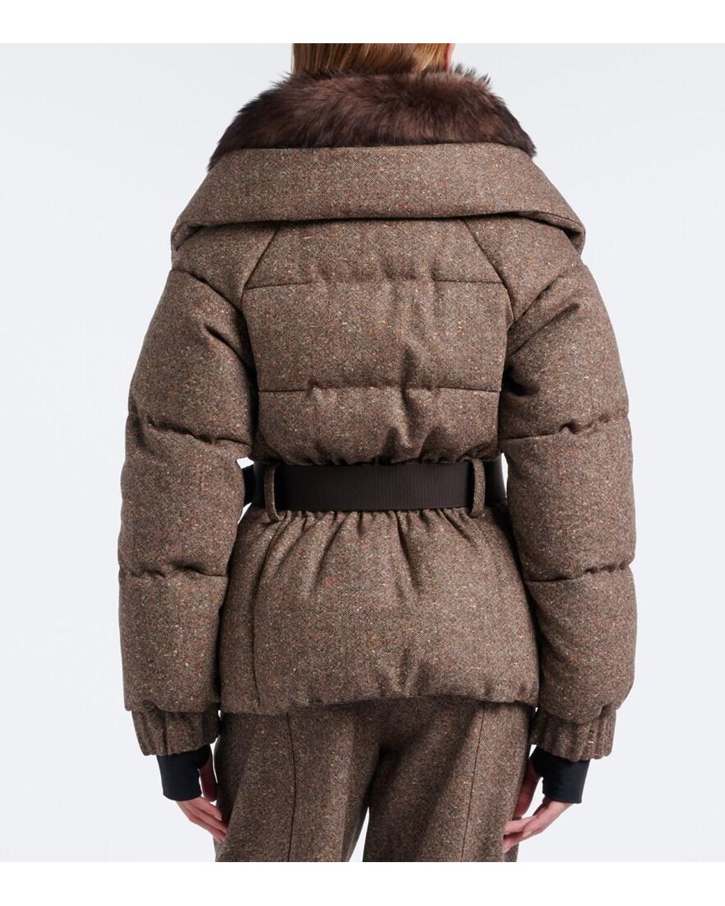 Moncler Brown Gelise Hooded Virgin Wool Down Jacket