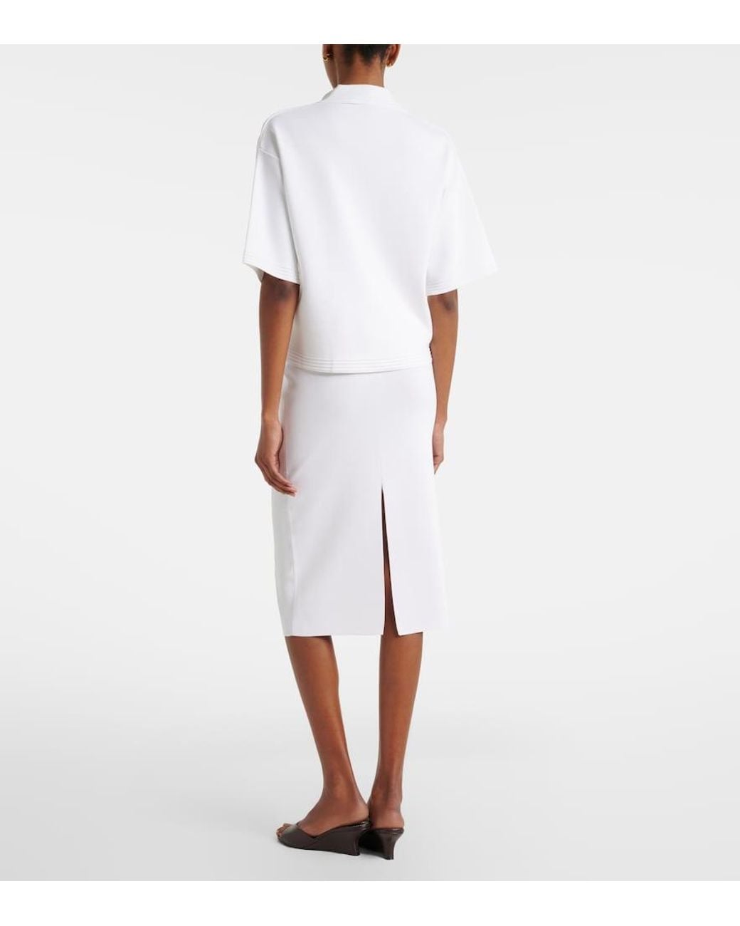 Max Mara White Gennaio Knitted Pencil Skirt