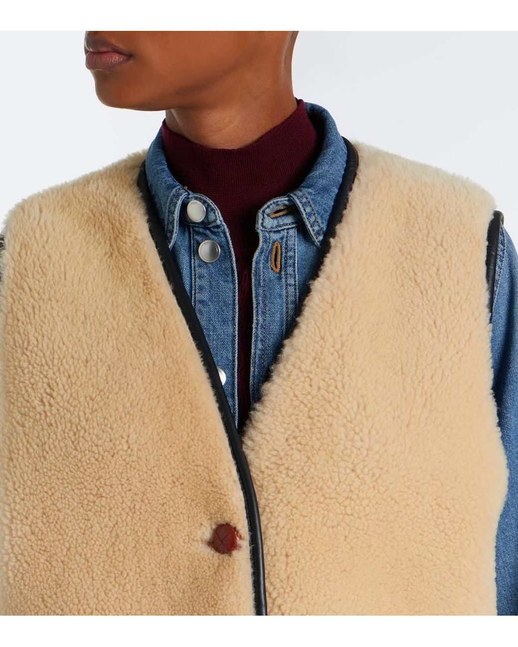 Blazé Milano Natural Gliss Leather-Trimmed Shearling Vest