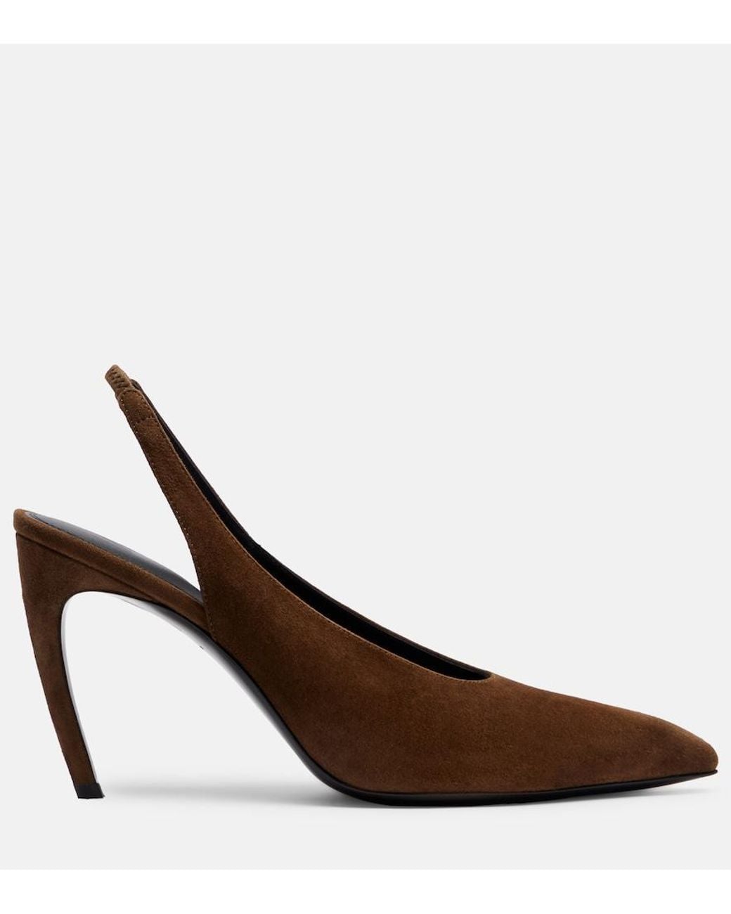 The Attico Brown Viper Suede Slingback Pumps
