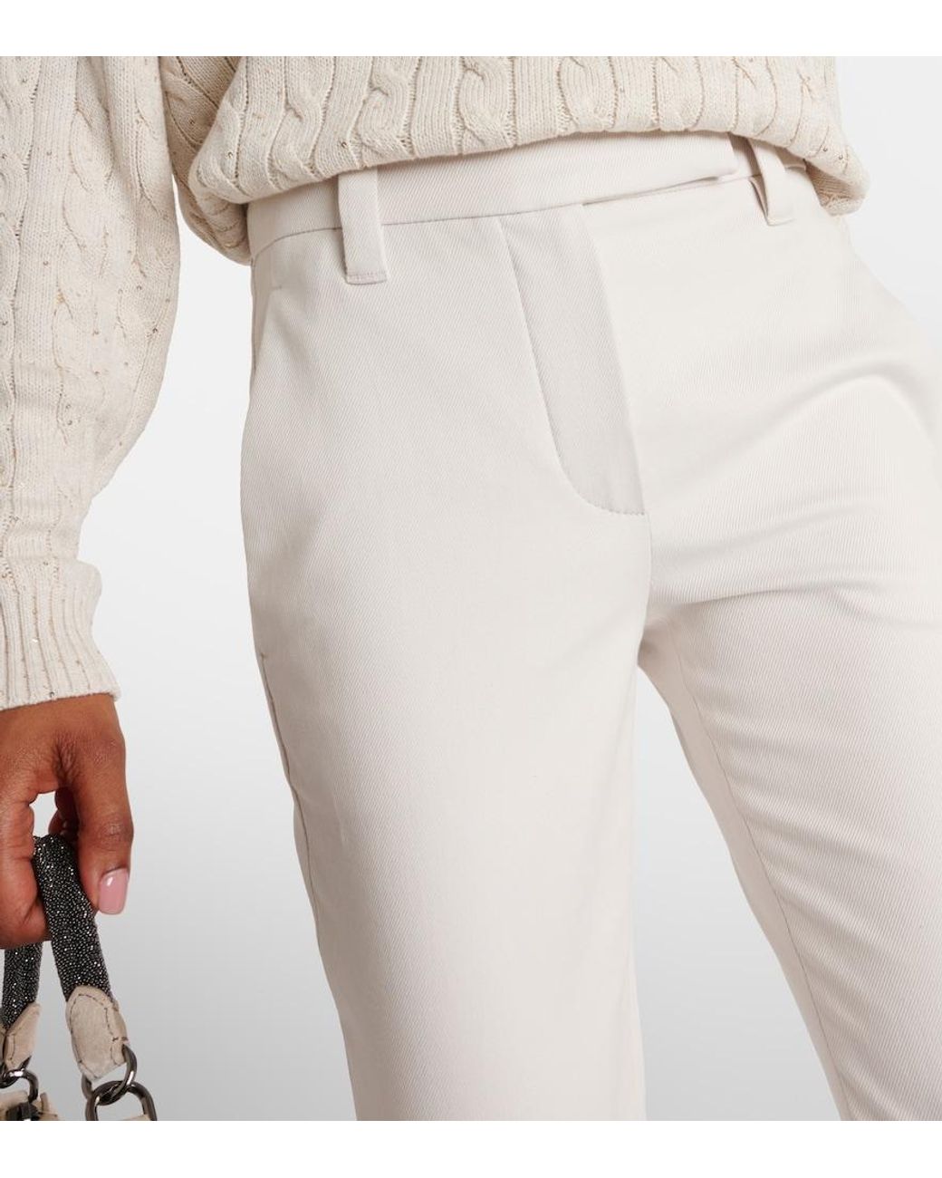 Brunello Cucinelli Gray Cotton-Blend Slim Pants