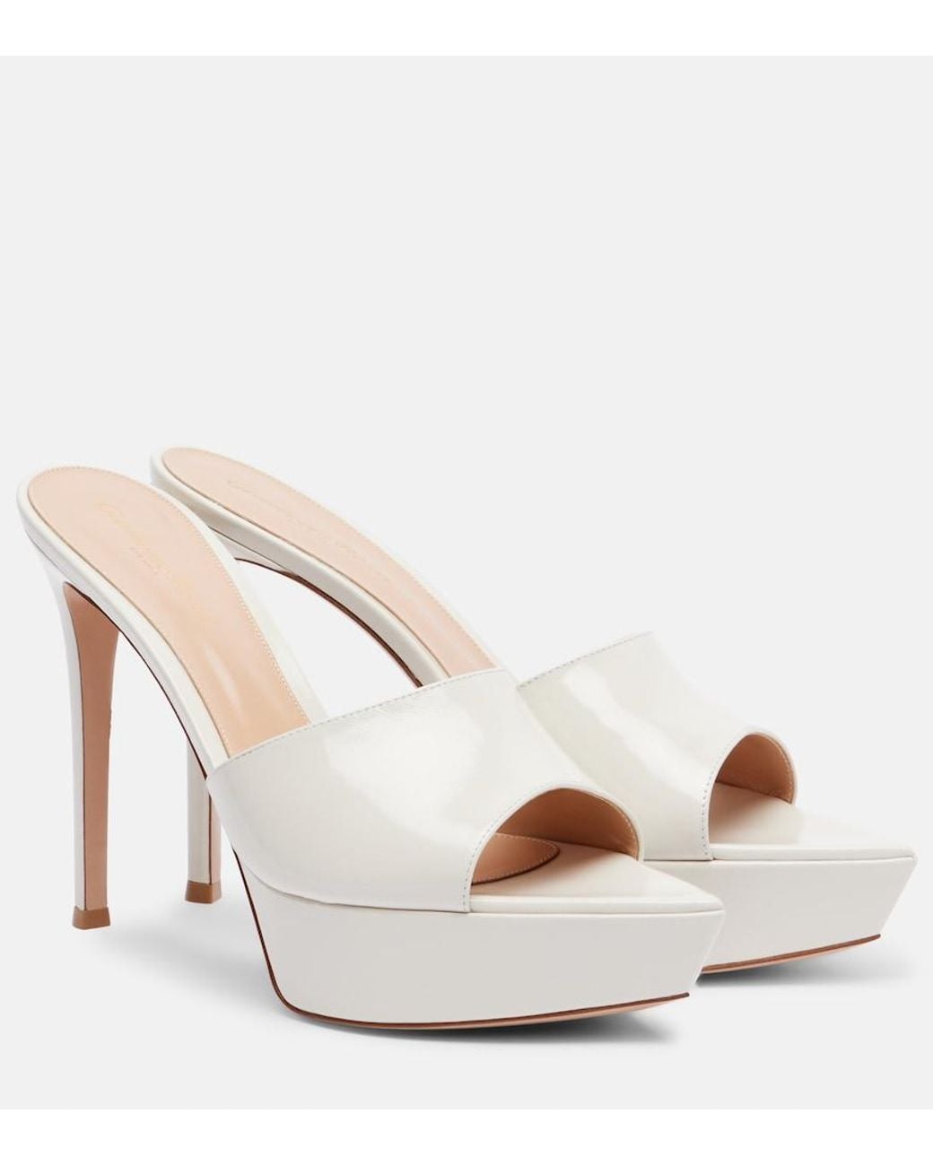Gianvito Rossi Natural Dasha 85 Patent Leather Platform Mules